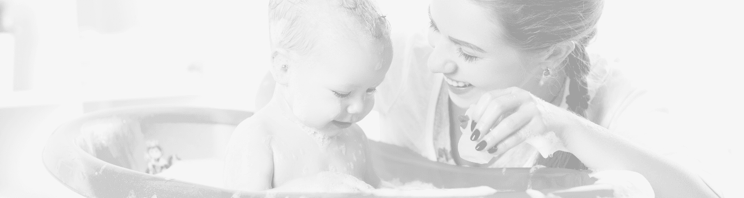 baby and mom in the bath